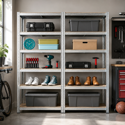 5 Tier Steel Garage Shelving Unit – Silver