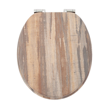 18" Universal Toilet Seat MDF Wooden Bathroom WC Easy Fit + Fittings Novelty
