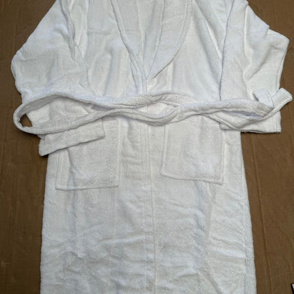 Large White Cotton Terry Bathrobe Soft Spa Robe Unisex Men Women Dressing Gown