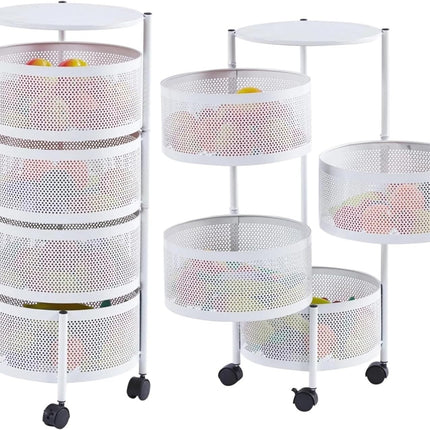 5-Tier Rotating Storage Trolley – White