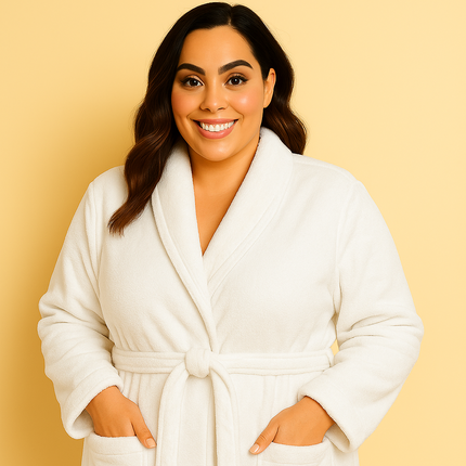 Small White Shawl Unisex Cotton Terry Bathrobe Gown Soft Spa Robe Men Women