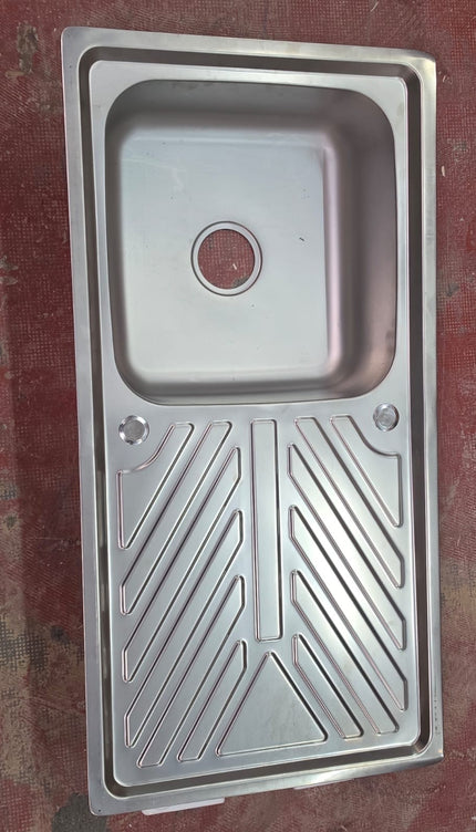Single Bowl Kitchen Sink 100x50cm with Drainer Board & Waste Kit Stainless Steel