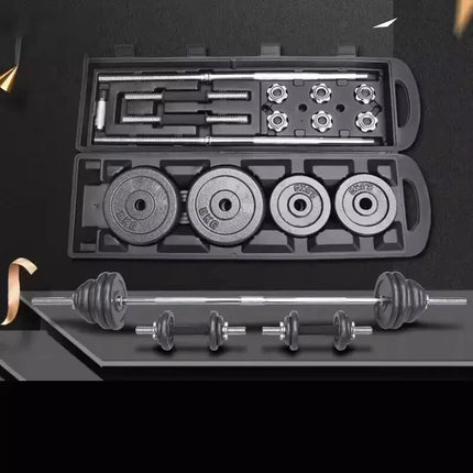 50KG Adjustable Cast Iron Dumbbell Barbell Set Home Gym Weight Training Kit