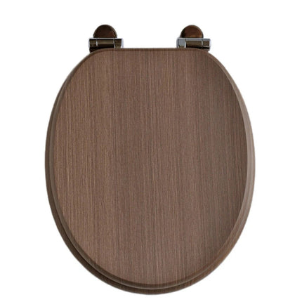 18'' Universal Bathroom Toilet Seat Wooden Easy Fit WC Seat with Fittings