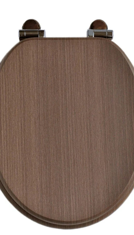18'' Universal Bathroom Toilet Seat Wooden Easy Fit WC Seat with Fittings