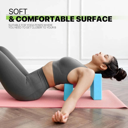2pcs Yoga Gym Blocks Comfortable Non-Slip Surface Blue For Yoga Pilate Fitness