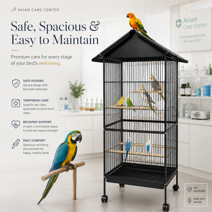 Large Bird Cage With Stand Metal Parrots Macaw Cockatiel Budgie Canary Enclosure