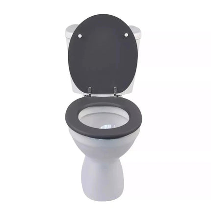 18" Universal MDF Bathroom Toilet Seat Grey Easy Fit WC Seat with Fittings