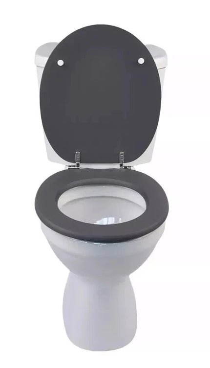 18" Universal MDF Bathroom Toilet Seat Grey Easy Fit WC Seat with Fittings