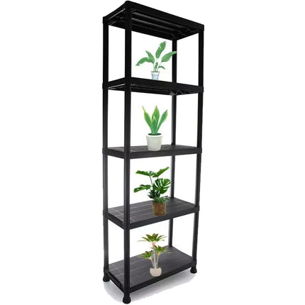 2x 5-Tier Heavy Duty Shelving Rack Black Plastic Unit