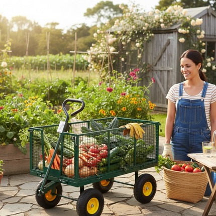 Garden Trolley TRAILER Deluxe High Sided Cart 500kg H Duty Festival Camping LARG