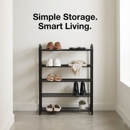 5 Tier Shoe Stand Rack Lightweight 20 Pairs Storage Compact Organizer Shelf
