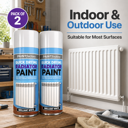 2x Cast Iron Radiator Spray Paint 400ml Brilliant White Aerosol Real Feel Effect