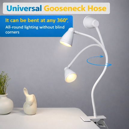 LED Desk Lamp Clip-On 3W Flexible Reading Light Eye Care 10-Level Brightness