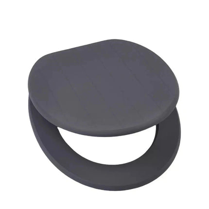 18" Universal Toilet Seat Grey Groove MDF Wooden Bathroom WC Easy Fit Seat