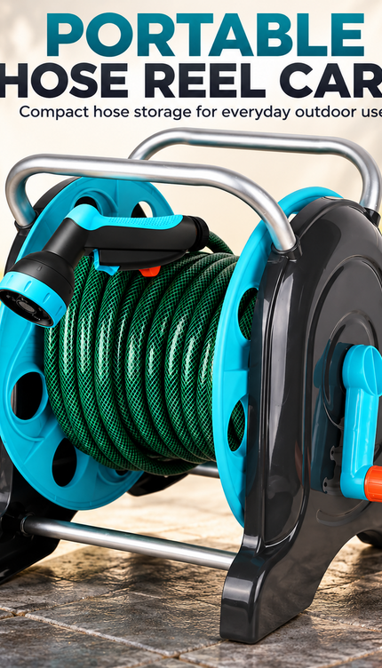Garden Hose Reel Cart with 1/2in 20M Hose Portable Trolley Spray Nozzle Outdoor