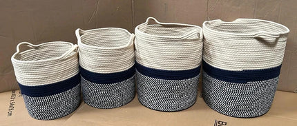 Rope Storage Basket with Handles, Laundry Hamper & Clothes Organizer – Set of 4