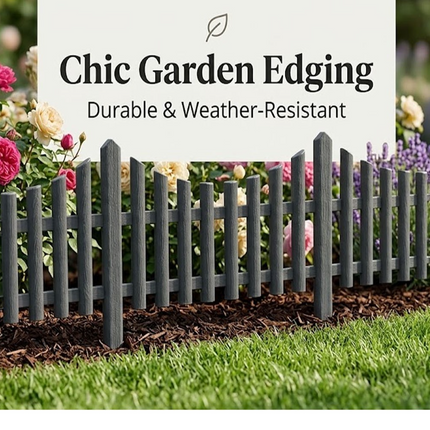 Lawn Border Edge Fence 10 Pack Wood Effect Edging