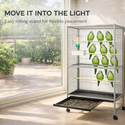 Steel Standing Cage for Cockatiels, Parrots & Pigeons Large Flight Bird Kin