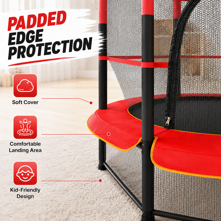 55" Kids Trampoline With Safety Enclosure Net Indoor Outdoor Bouncing Rebounder