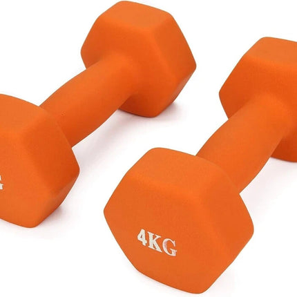 Neoprene Dumbbells 4KG Pair Hand Weights Iron Aerobic Workout Fitness Gym Orange
