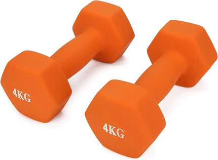Neoprene Dumbbells 4KG Pair Hand Weights Iron Aerobic Workout Fitness Gym Orange