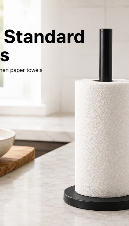 Kitchen Roll Holder Matt Black Stainless Steel Freestanding Paper Towel Stand