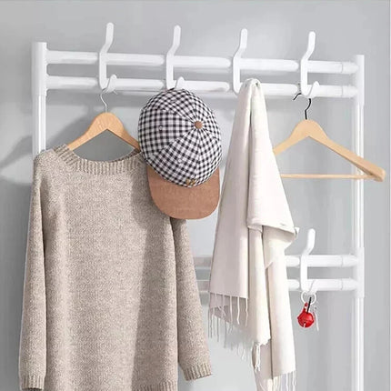 5-Tier Entryway Coat Rack Shoe Rack Storage Organizer Bench Home Office White