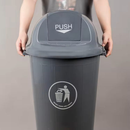 80L Large Plastic Dustbin Push Flap Lid Rubbish Waste Bin Home Office Kitchen