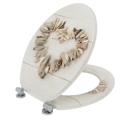 18" UNIVERSAL BATHROOM TOILET SEAT WOODEN EASY FIT WC SEAT WITH FITTINGS