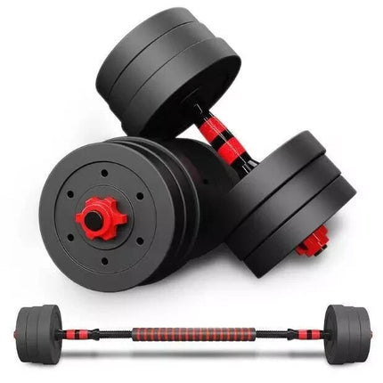 6-in-1 Adjustable Dumbbell Barbell Kettlebell Set 40kg Weight Lifting Gym