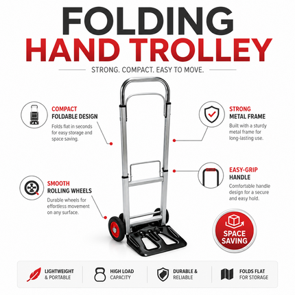 Hand Trolley Folding Sack Truck 90KG Lightweight Steel Aluminium Platform Cart