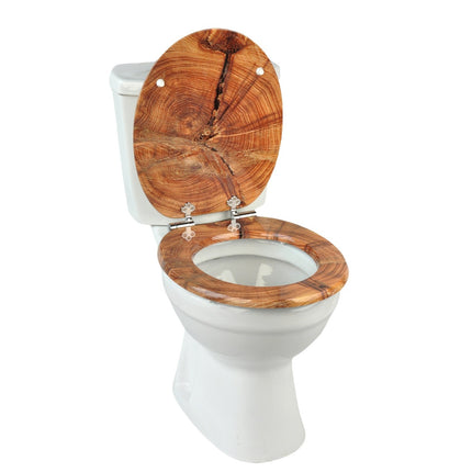 18'' Universal Wooden Toilet Seat Easy Fit Bathroom WC Seat with Fittings