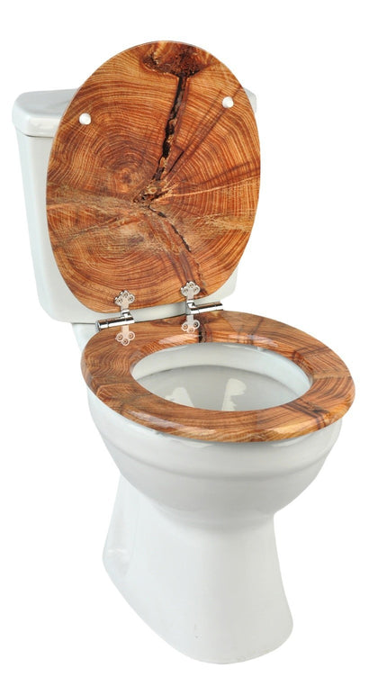 18'' Universal Wooden Toilet Seat Easy Fit Bathroom WC Seat with Fittings