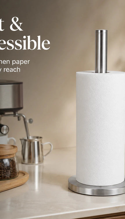 Tissue Roll Holder Free Standing Countertop Paper Stand Stainless Steel Holder