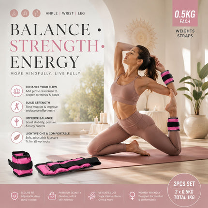 0.5kg Pink Ankle & Wrist Weights Set – 2PCS