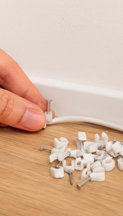Round Cable Clips 86 Pack Assorted Size White Plastic Wire & Nail Plugs