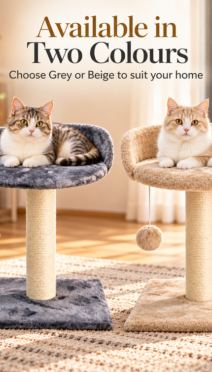 Compact Cat Tree 41cm Sisal Scratching Post Soft Plush Bed Hanging Ball Toy