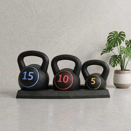 Kettlebell Weight Set 3pcs Weight Lifting Exercise 30LB Home Gym Fitness Workout