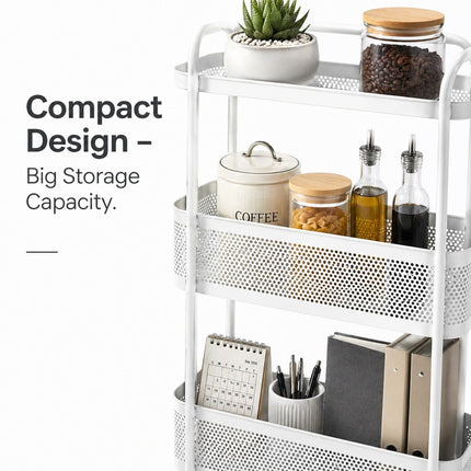 4 Tier Slim Rolling Utility Cart White Plastic Storage Organizer With Wheels