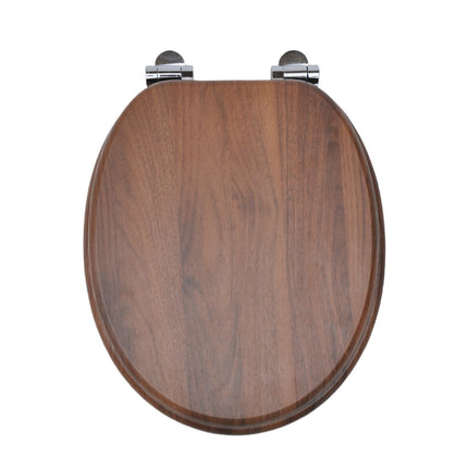 18'' Universal Wooden Toilet Seat Easy Fit Bathroom WC Seat with Fittings