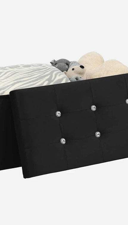 OTTOMAN STORAGE BOX FOLDING STORAGE OTTOMAN POUFFE BENCH SEAT TOY BOX 76cm