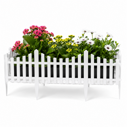 Lawn Border Fence 10PCS White Wood Effect Garden Edging Panels