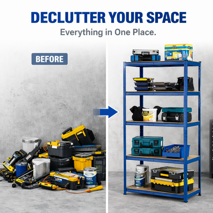 5 Tier Steel Garage Shelving Unit – Blue