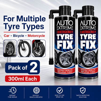 2x Instant Tyre Fix Spray Bicycle Bike Emergency Puncture Repair Sealer 300ml
