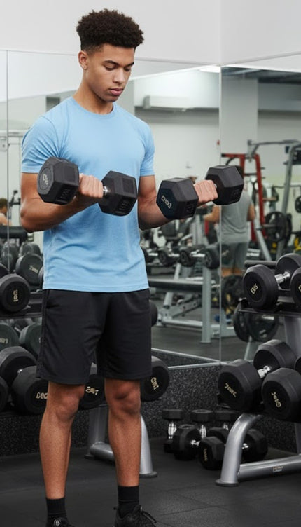 7.5kg Pair Rubber Hex Dumbbells Ergo Hand Weights Gym Strength Home Workoout