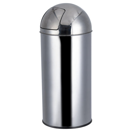 18L Stainless Steel Trash Can with Swing Push Lid Indoor Outdoor Waste Bin