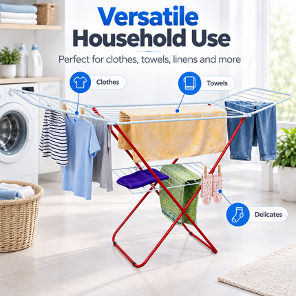 Winged Folding Clothes Airer Heavy Duty Metal Laundry Drying Rack Indoor 18M/25M