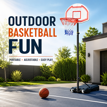 Portable Basketball Hoop Stand Adjustable 6.5-10FT Height Backboard Wheeled Base