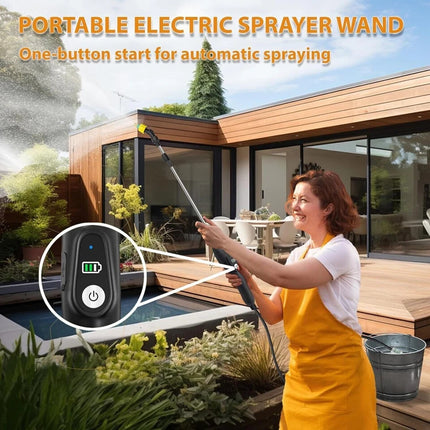 Electric Wand Sprayer With 5m Hose & Nozzles Battery Powered Rechargeable Wand